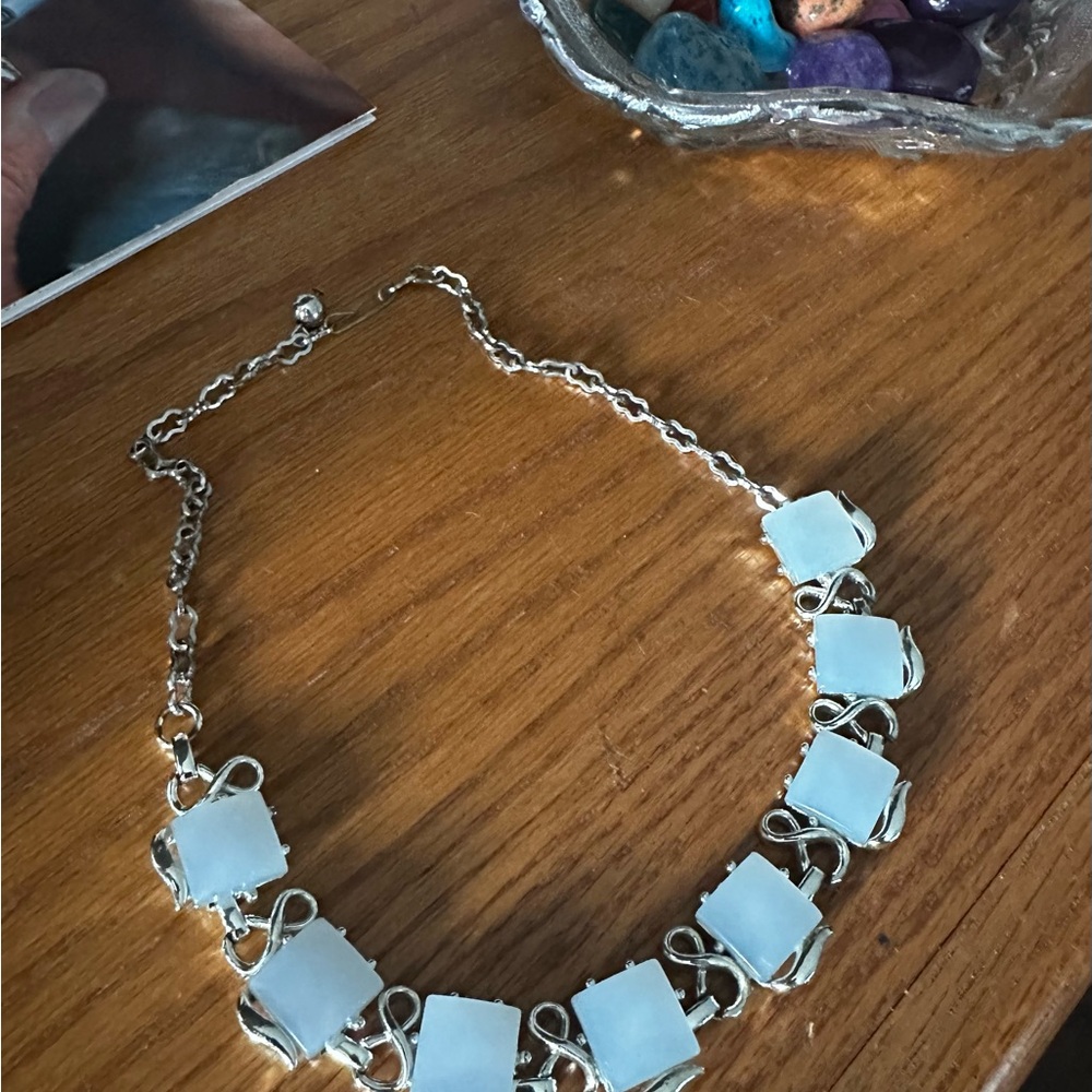 Vintage silver moonstone necklace